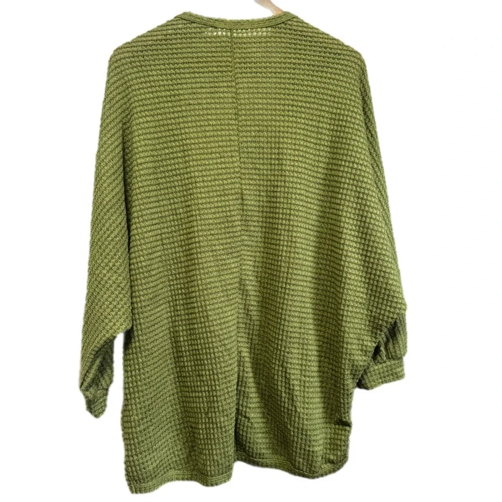 Culture Code Cardigan Women Medium Green Excellent Waffle Knit Batwing CHT11804L